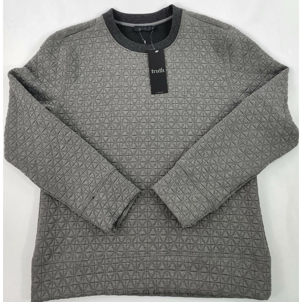 Truth by Republic Mens Charcoal Heather Quilted Sweatshirt MN10201M Gray Size M